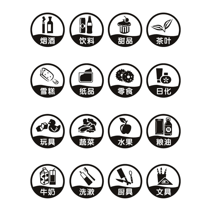 烟酒副食饮料便利店超市玻璃门贴纸创意小卖部橱窗装饰图标贴画