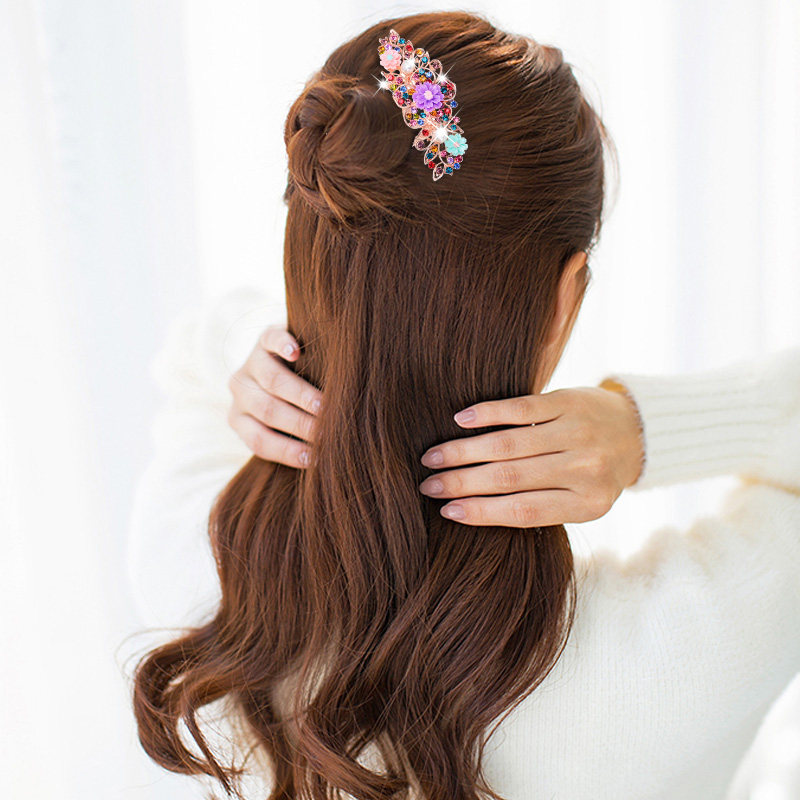 古风发饰女插梳发梳防滑盘发神器卡子头花水钻新娘后脑勺插发簪子