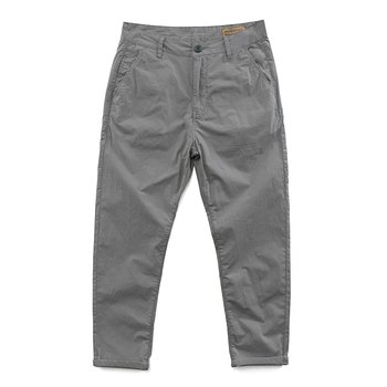 Shawn Yue ຍີ່ຫໍ້ trendy versatile ສີແຂງເຮັດວຽກເປັນກາງເກງຂາພາກຮຽນ spring ແລະ summer ວ່າງເກົ້າຈຸດຊື່ trousers ຝ້າຍບໍລິສຸດຂອງຜູ້ຊາຍ