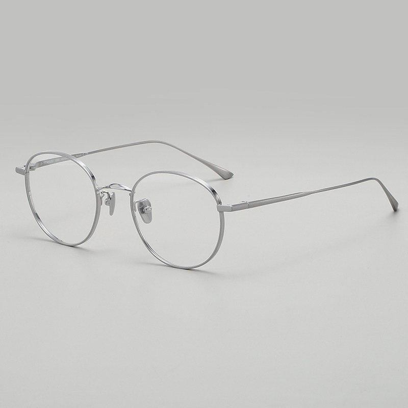 眼镜雅痞圆框日本设计师复古圆形纯钛框架男女眼镜架