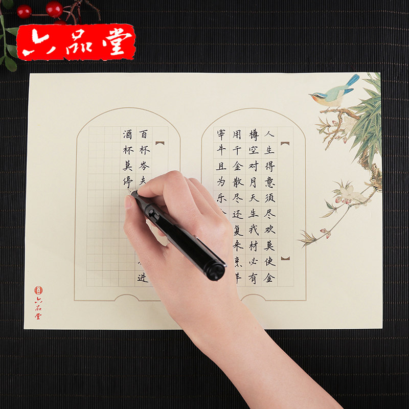六品堂硬笔书法作品纸练习纸复古16款48张a4小学生成人田字格练字本