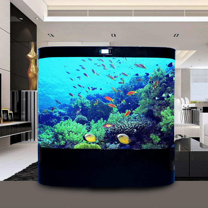 鱼缸客厅落地玻璃换水小型造景水生生态水族箱桌面缸