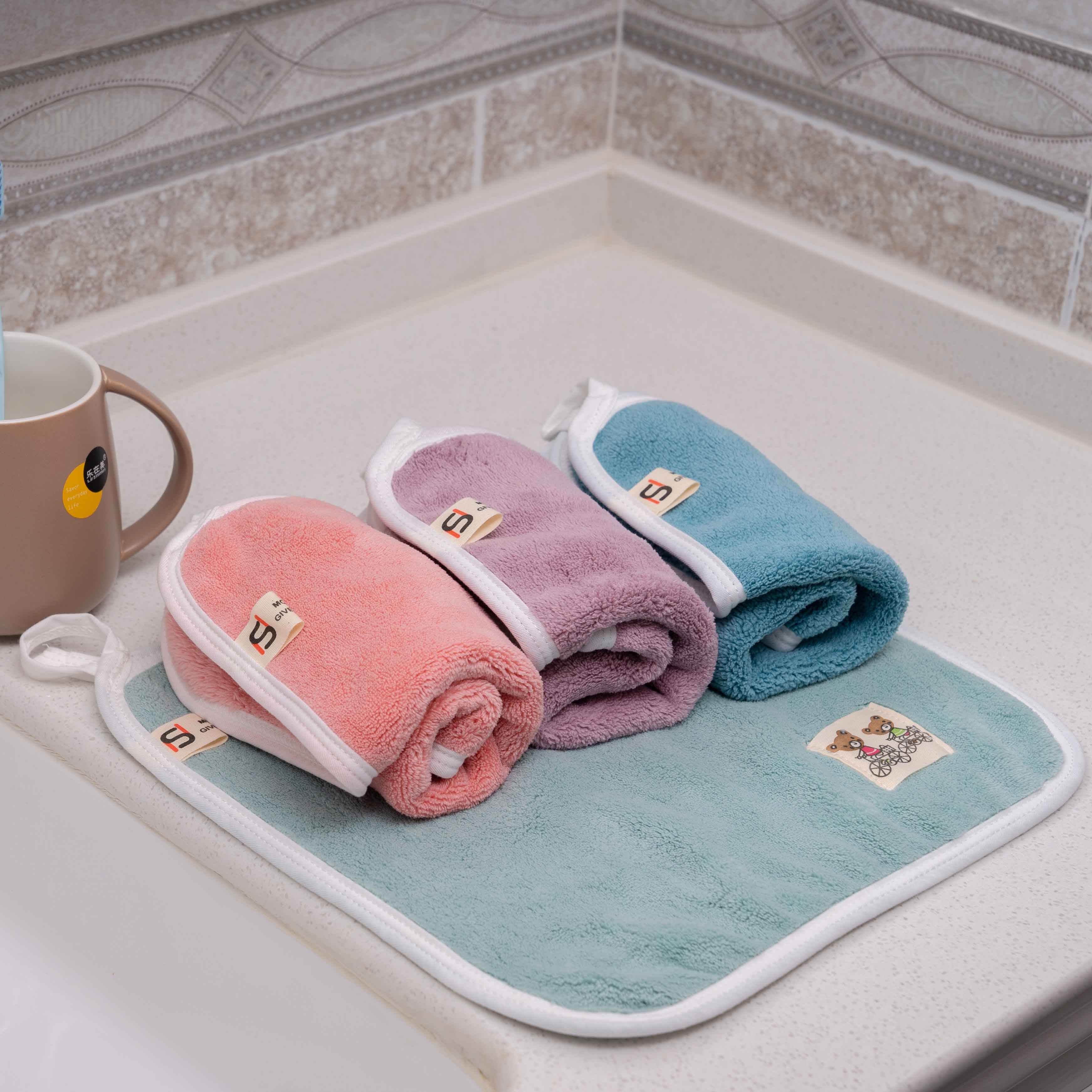 长毛绒家用毛巾小方巾卫生间厨房擦手巾超强吸水加厚比纯棉软挂式