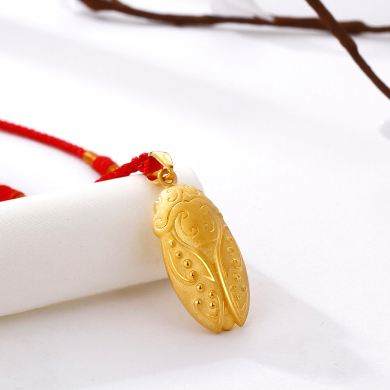 zsk珠宝黄金金蝉吊坠男女新款3d硬金足金颈饰