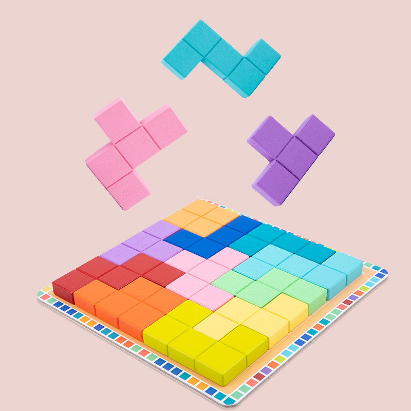 儿童木质思维积木拼图3-6岁宝宝益智儿童桌面游戏类