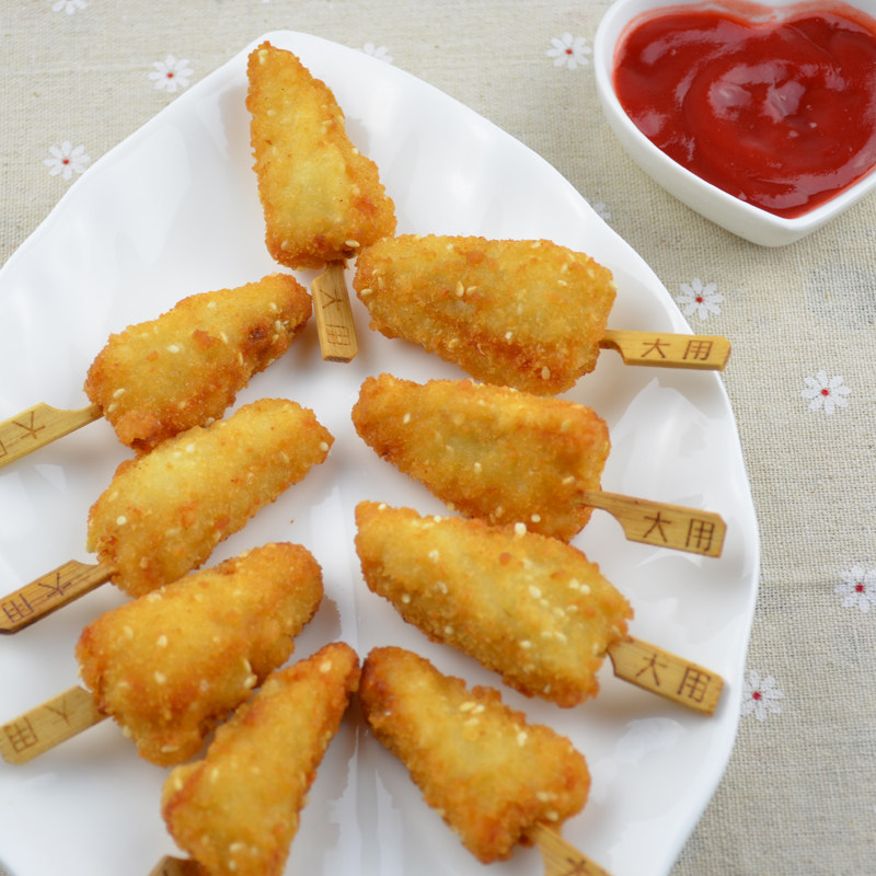 大用芝麻金甲鸡柳400g5袋包邮三角串黄金鸡肉无骨商用油炸小吃