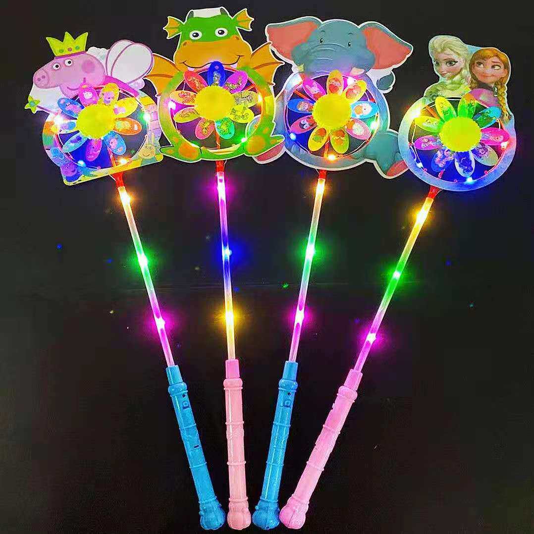 网红爆款儿童创意卡通发光风车闪光动画玩具发光玩具