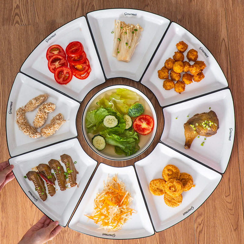 抖音网红同款团圆陶瓷拼盘餐具组合家用聚餐盘