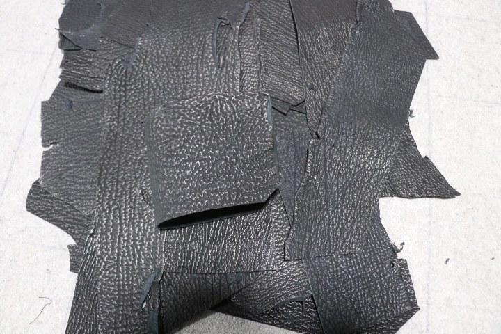 日本进口黑色鲨鱼皮碎料钱包卡包料手工diy真皮面料真鲨鱼皮料