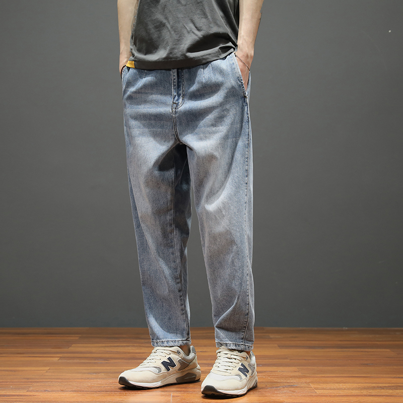 2022夏季新款牛仔裤男士潮流百搭直筒宽松裤子男休闲水洗男装长裤