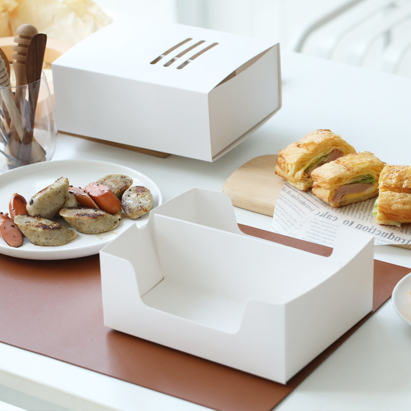 创意外卖轻食包装盒brunch点心汉堡薯条热狗一次性点心包装盒