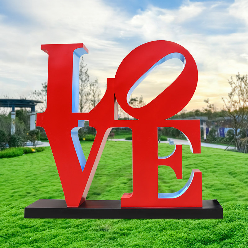 户外公园不锈钢love雕塑广场心形立体铁艺字母摆件