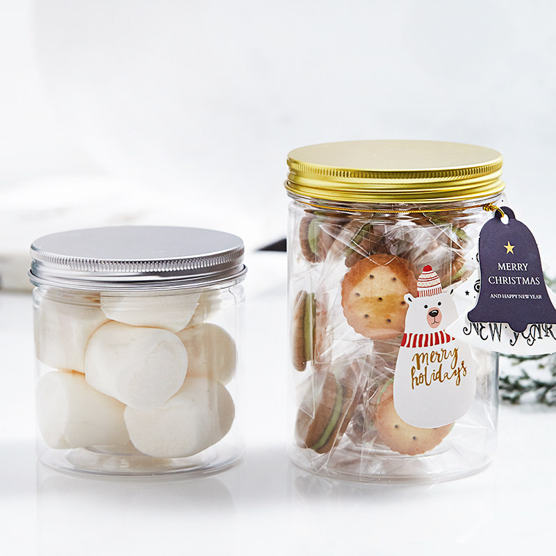 透明塑料饼干桶带铝盖新年曲奇雪花牛轧糖奶枣点心包装盒