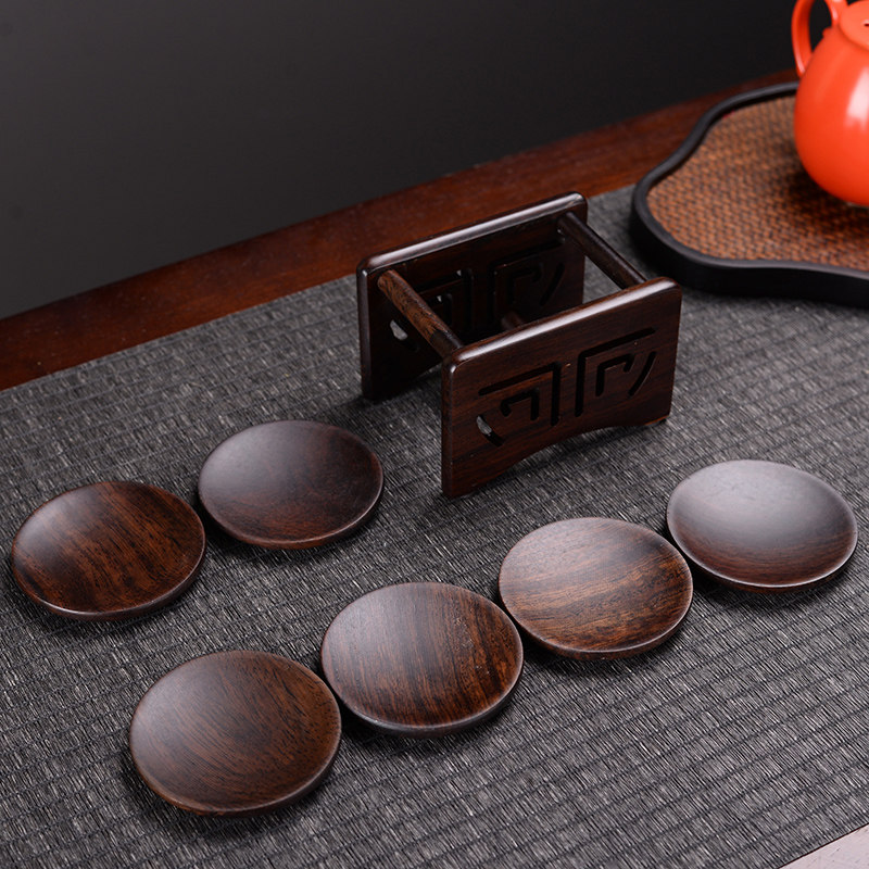 杯垫杯托套组黑檀木花梨茶道家用商务会客功夫茶茶托