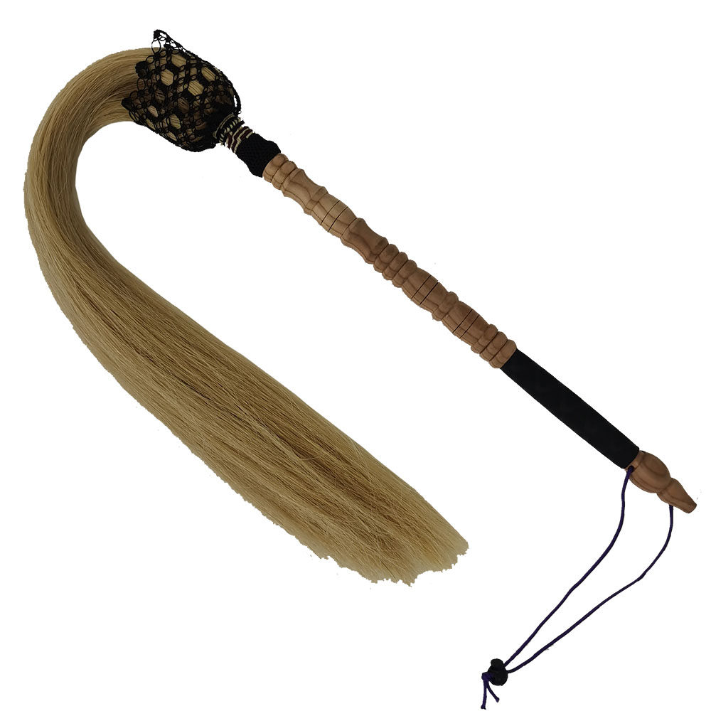 太极拂尘马尾桃木柄佛尘尘拂蝇道具自然白色太极佛尘