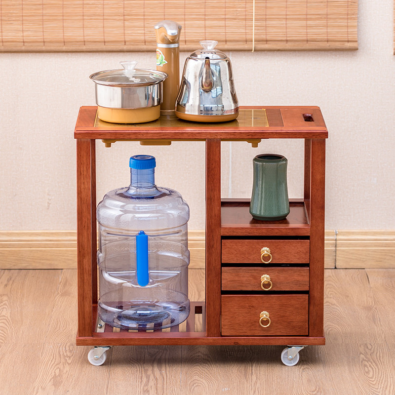 移动茶车实木家用简约花梨木茶台茶水水柜烧水茶盘