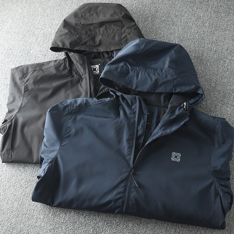 出口欧美 专ye户外冲锋衣 男士秋季薄绒防风连帽夹克外套