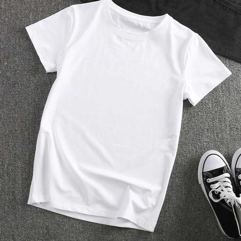 白色t恤女短袖纯棉不透纯白2019新款丅v净面内搭夏修身纯色打底衫