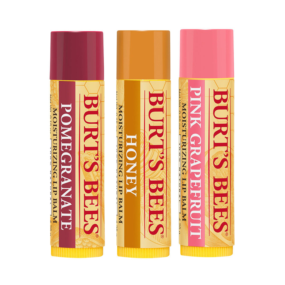 burts bees伯特小蜜蜂红石榴蜂蜜葡萄柚润唇膏3支保湿滋润防干裂