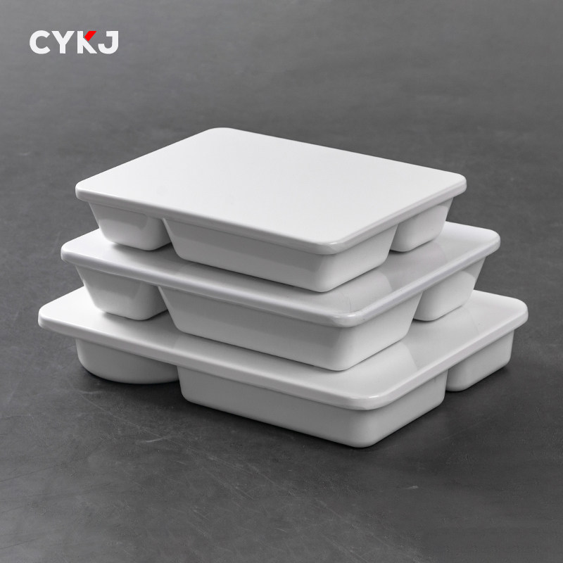 密胺分格带盖餐盘食堂家用