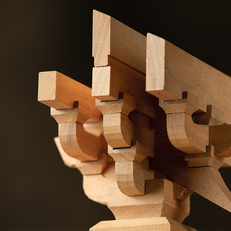 韵文文博恭王府斗拱积木中国古建筑榫卯模型木制创意