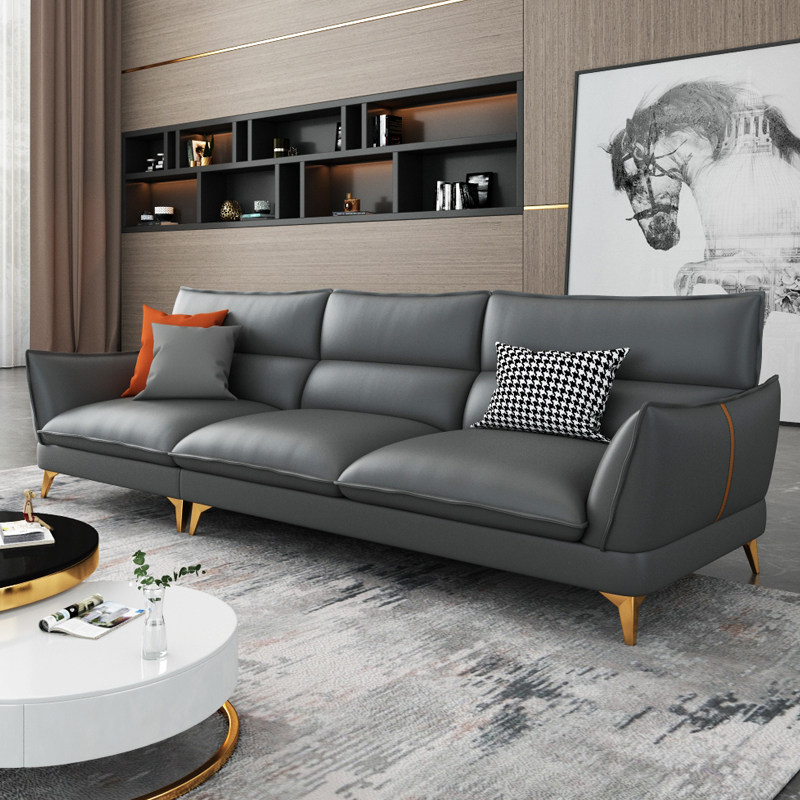 轻奢真皮沙发三人位一字字型直排排头牛皮客厅小户皮艺沙发