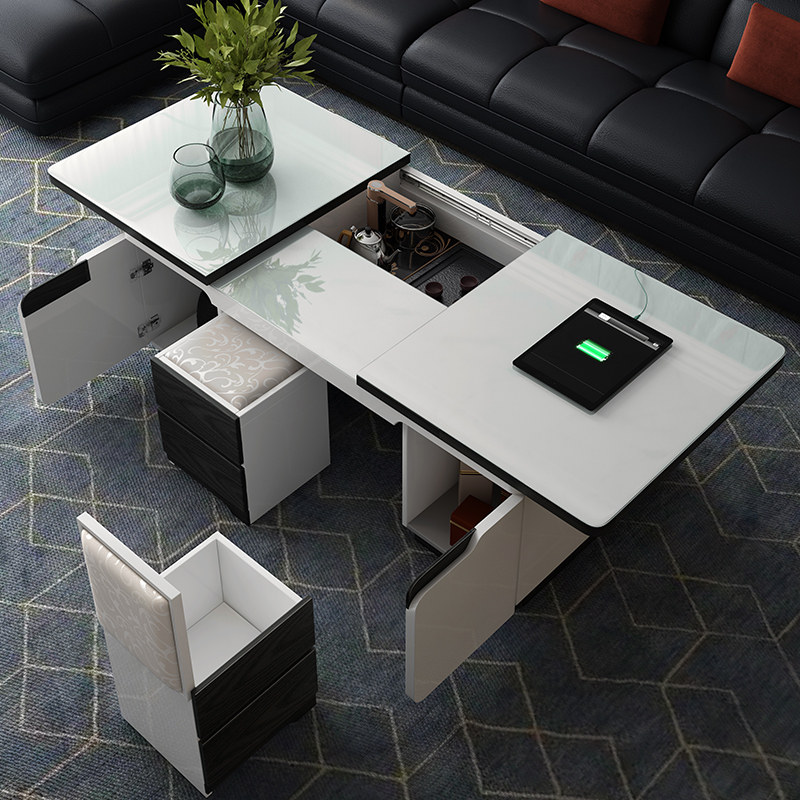 智能茶几多功能升降现代电视柜组合客厅带电电磁炉茶几
