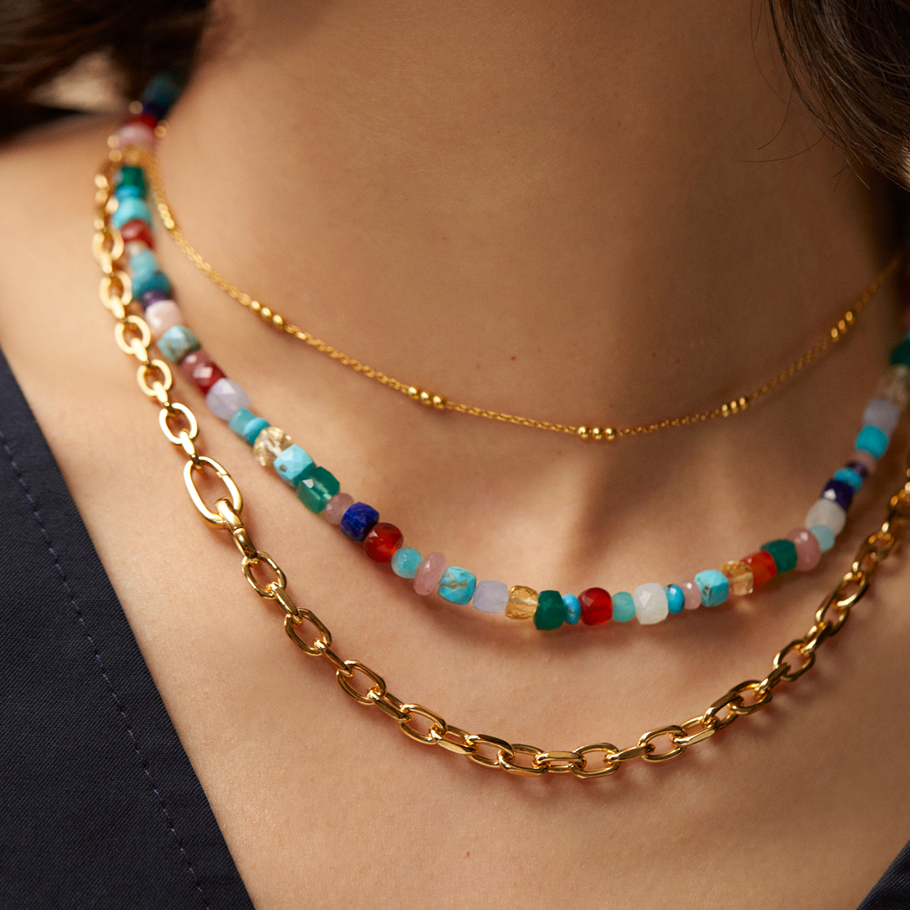 monicavinader莫妮卡扣环项链2021新款女夏小众锁骨项链