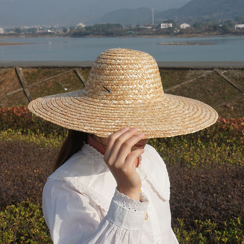 大檐遮阳老式麦秆帽子夏季户外防晒农民草帽帽子