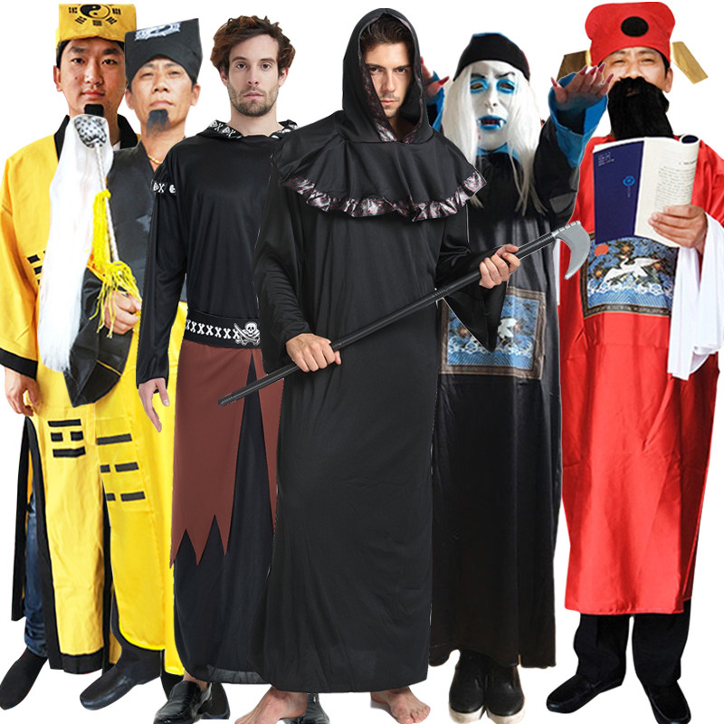 万圣节服装成人僵尸清朝恐怖cos男鬼衣阎王黑白无常道士衣服套装