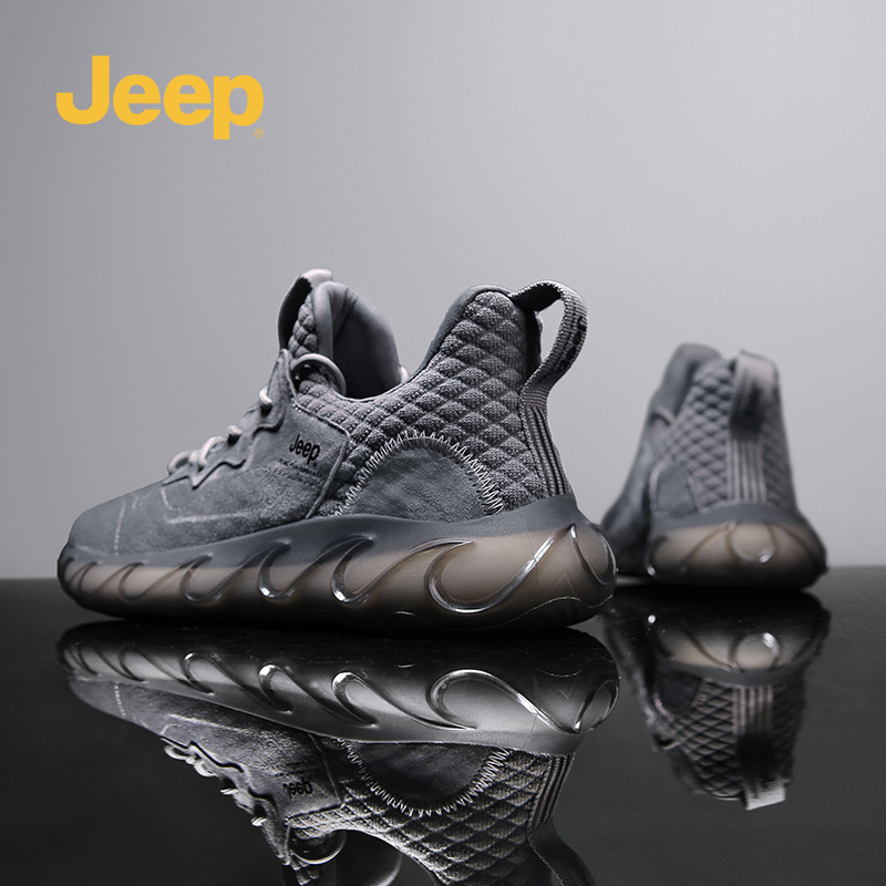 jeep吉普男鞋夏季2022年新款潮复古休闲鞋真皮软底春季跑步运动鞋