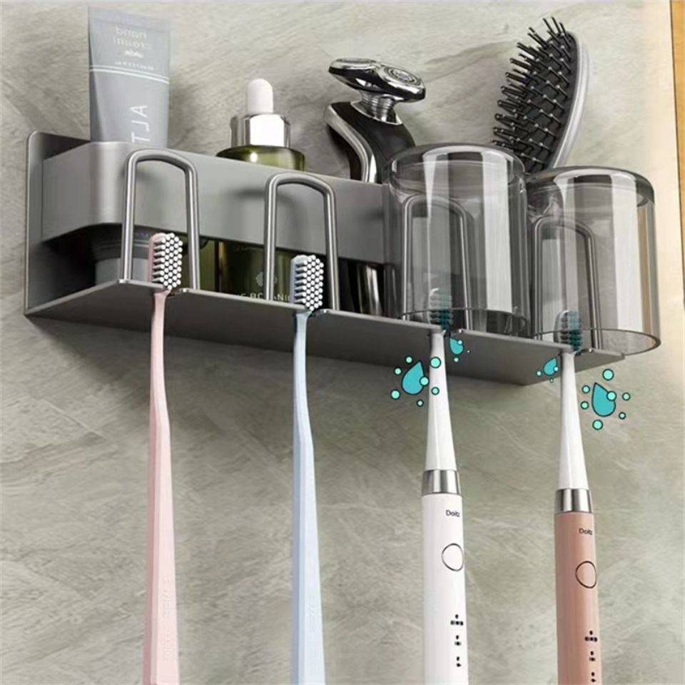 牙刷置物架卫生间打孔壁挂式漱口杯牙杯壁挂情侣电动牙刷牙刷牙杯架