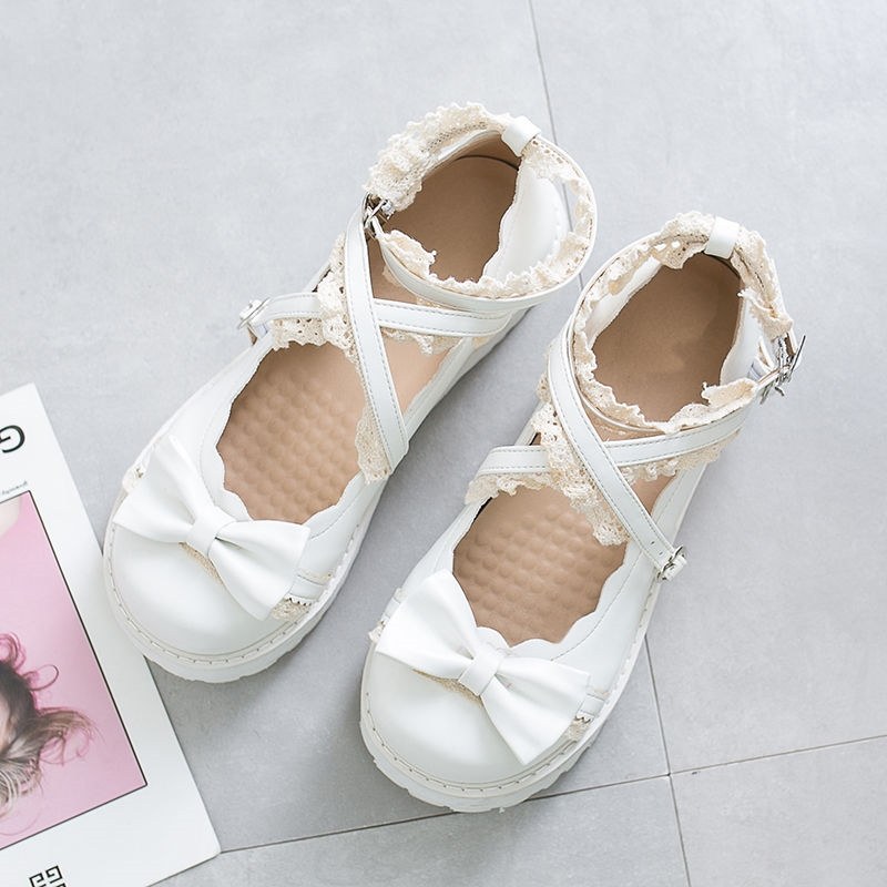 lolita平价lo洛丽原创波波熊高跟洛丽塔皮鞋国风单鞋