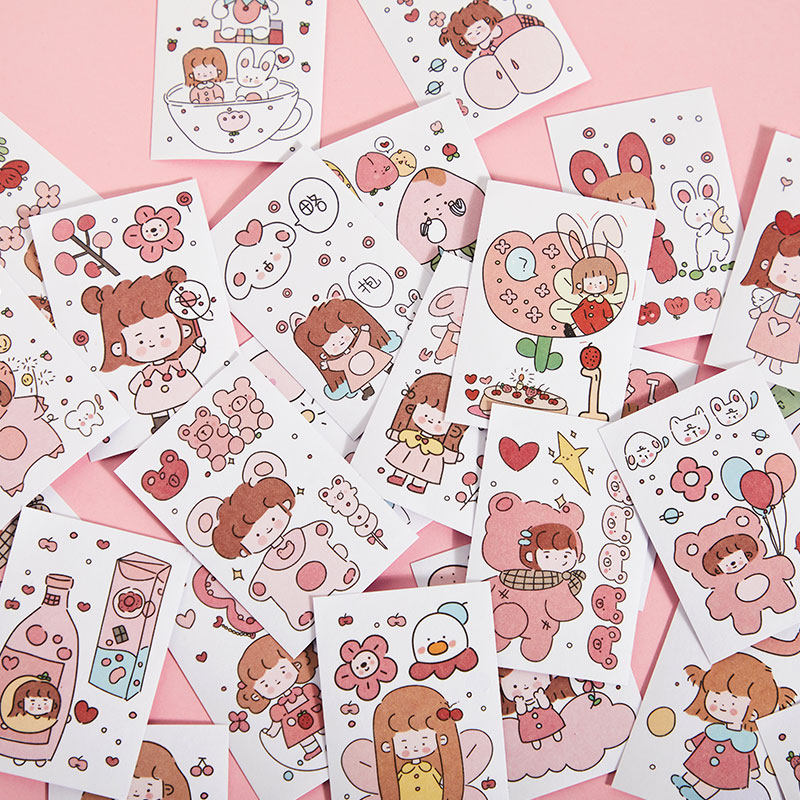 贴纸少女可爱粘贴女孩儿童素材装饰diy日记本贴纸