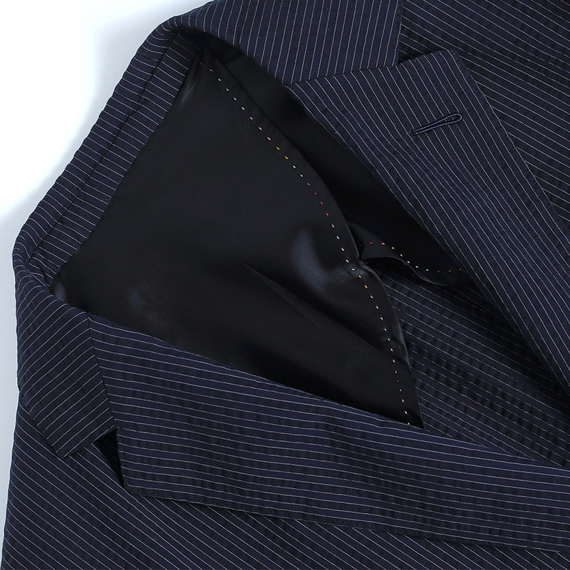 本派休闲单西西服半里商务条纹泡泡弹力新款休闲西服