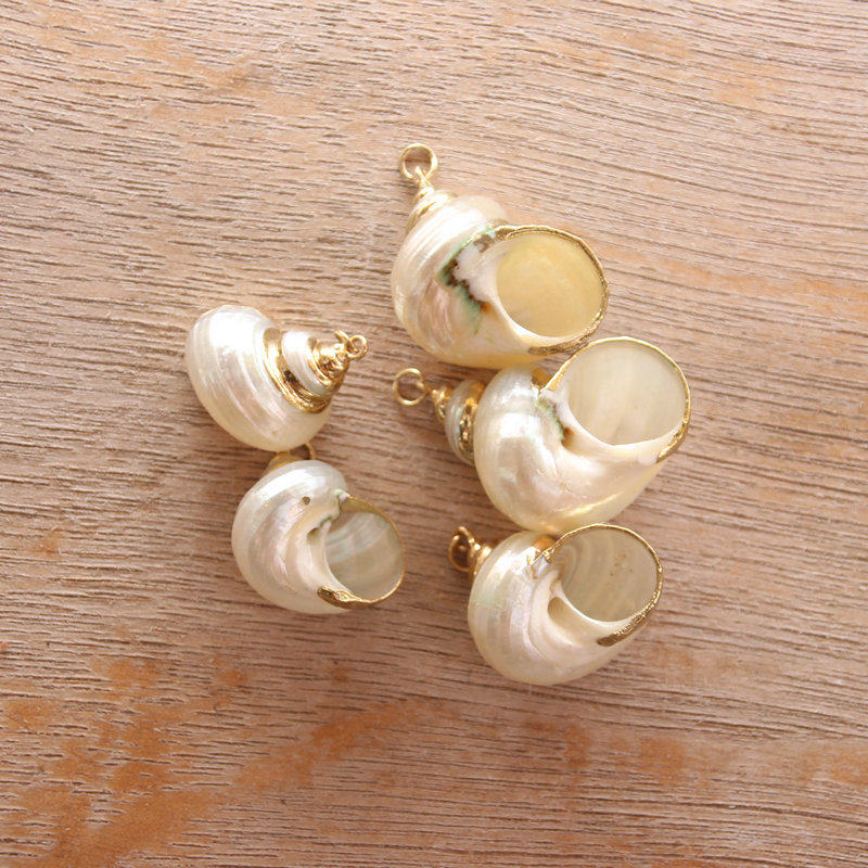 天然白螺电镀金色吊坠镂空海螺壳挂耳饰项链其他diy饰品配件
