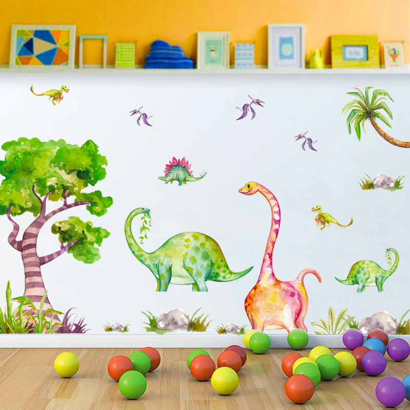 卡通动物恐龙兔子墙贴宝宝儿童房间卧室幼儿园墙贴