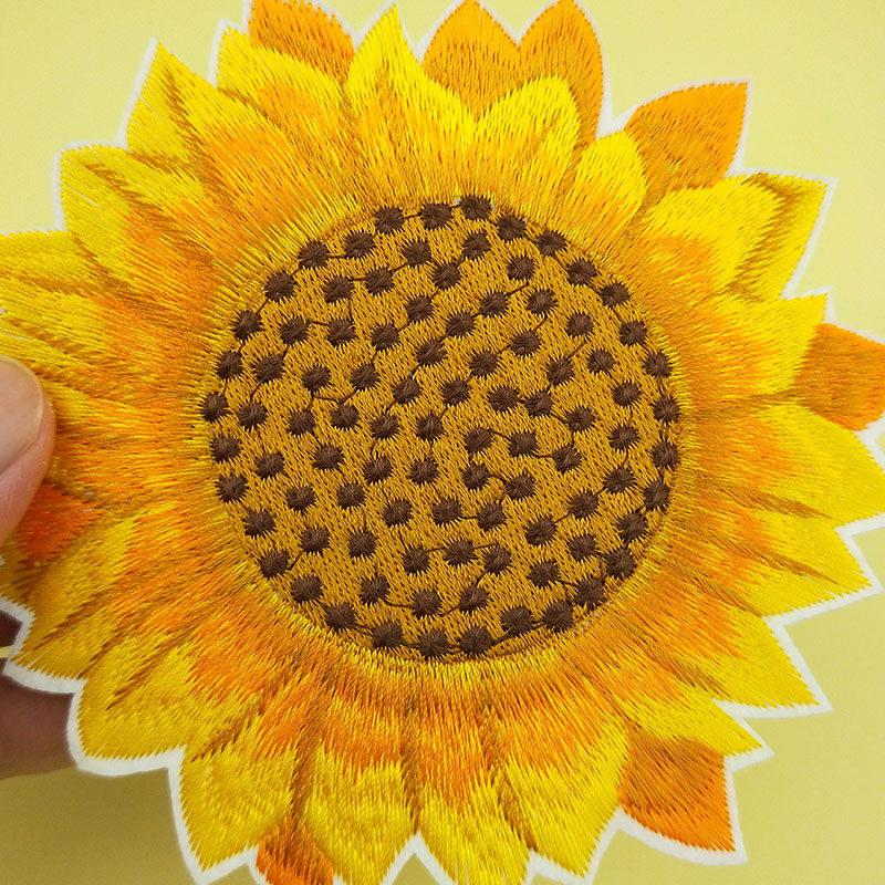 刺绣布贴向日葵补丁大号diy衣服装饰贴花修补布贴