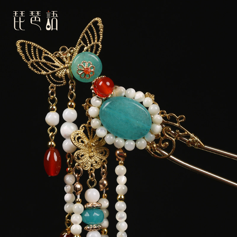 琵琶语发簪古风步摇长款流苏现代盘发钗簪宋代发饰