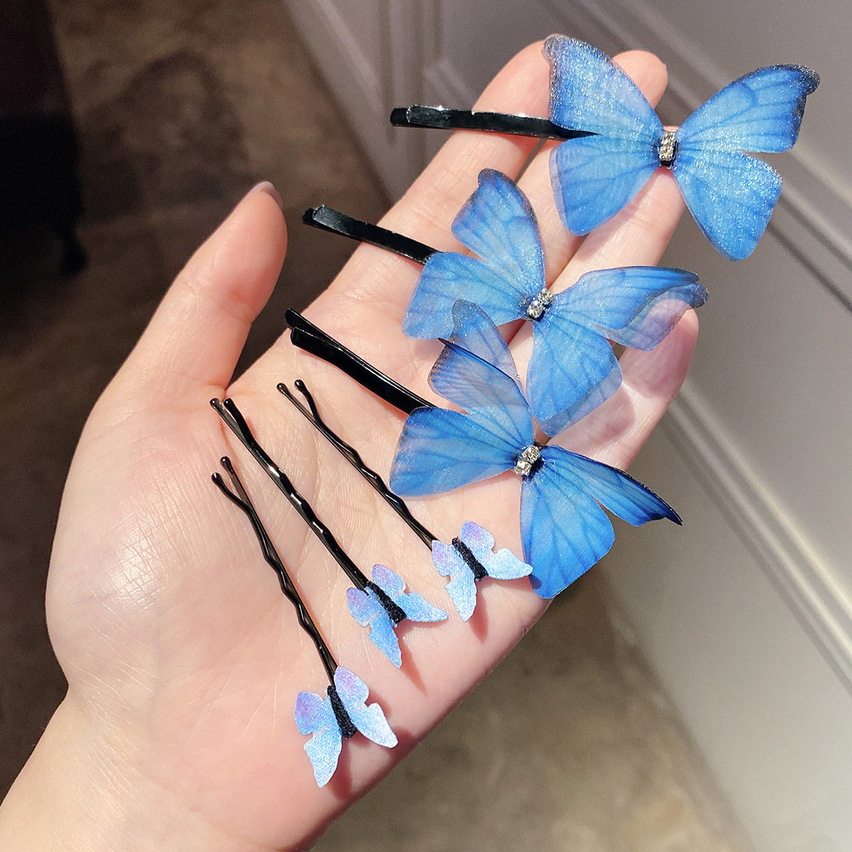 蝴蝶发夹网红2021年新款森系仙女女超一字夹仙发饰