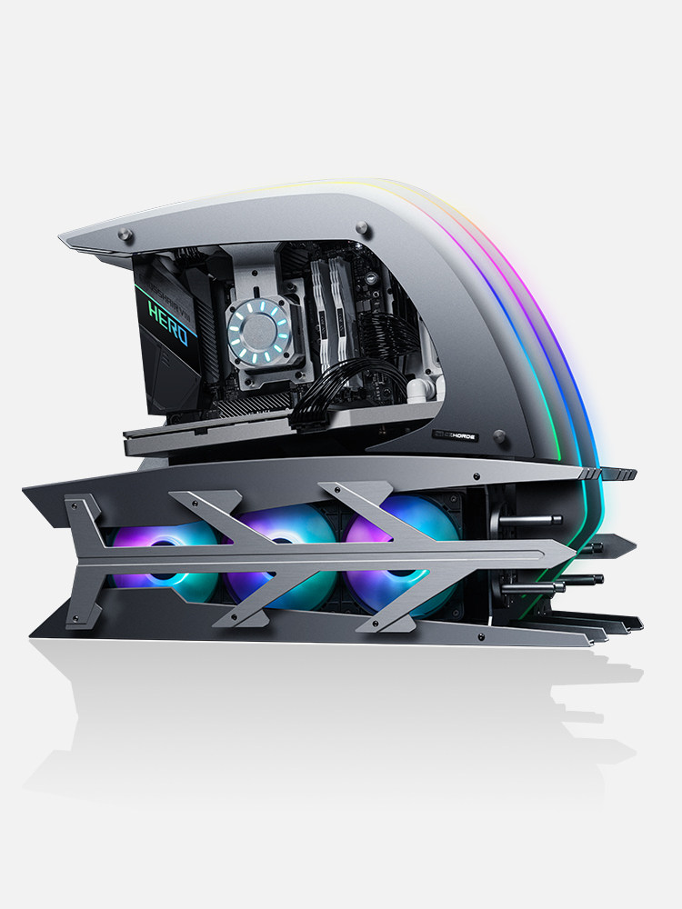 amd分体式diy电脑直播游戏吃鸡概念机水冷高端diy兼容机