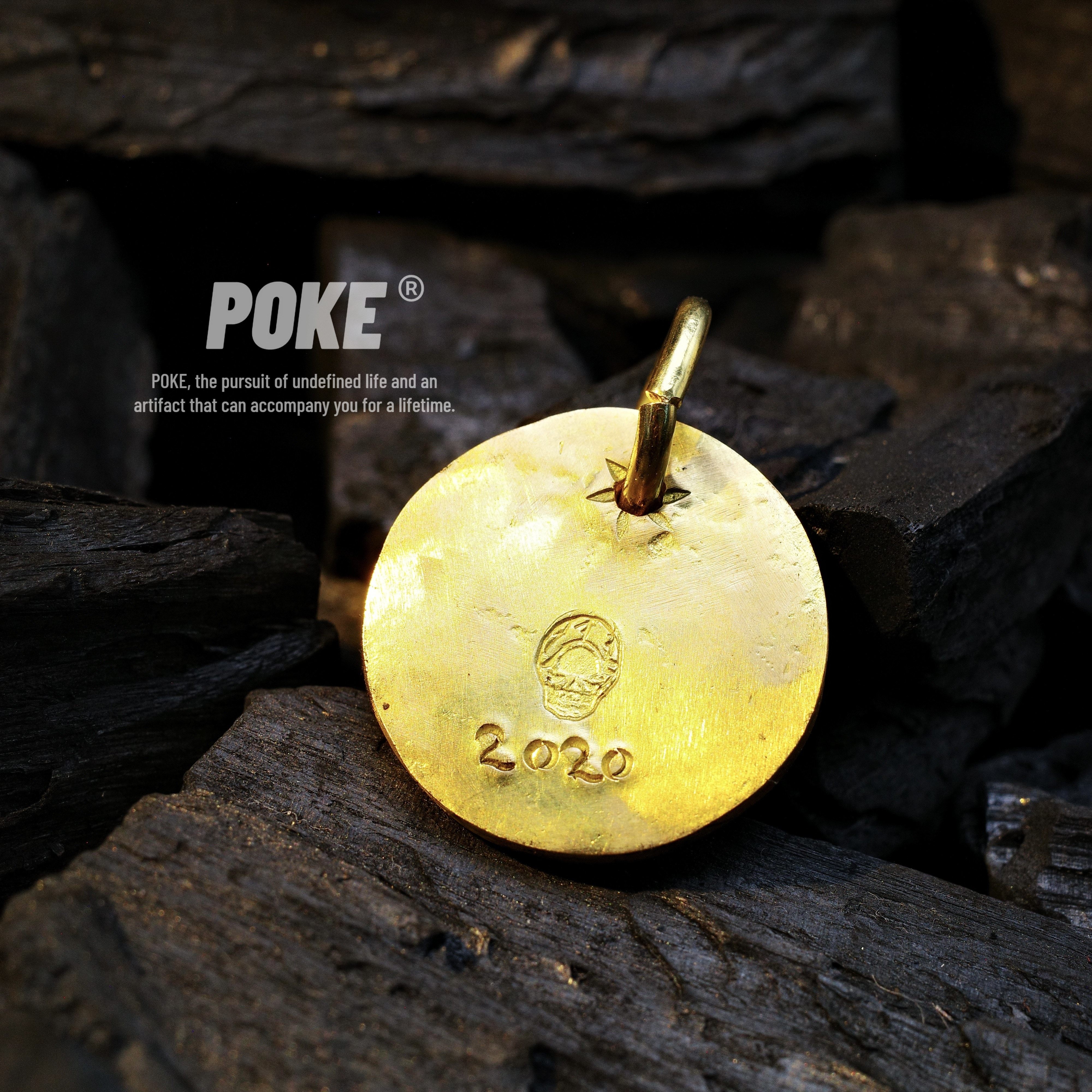 菩客刻花金项链项坠金项坠金环吊坠高山隆金饼stoplight18k项坠