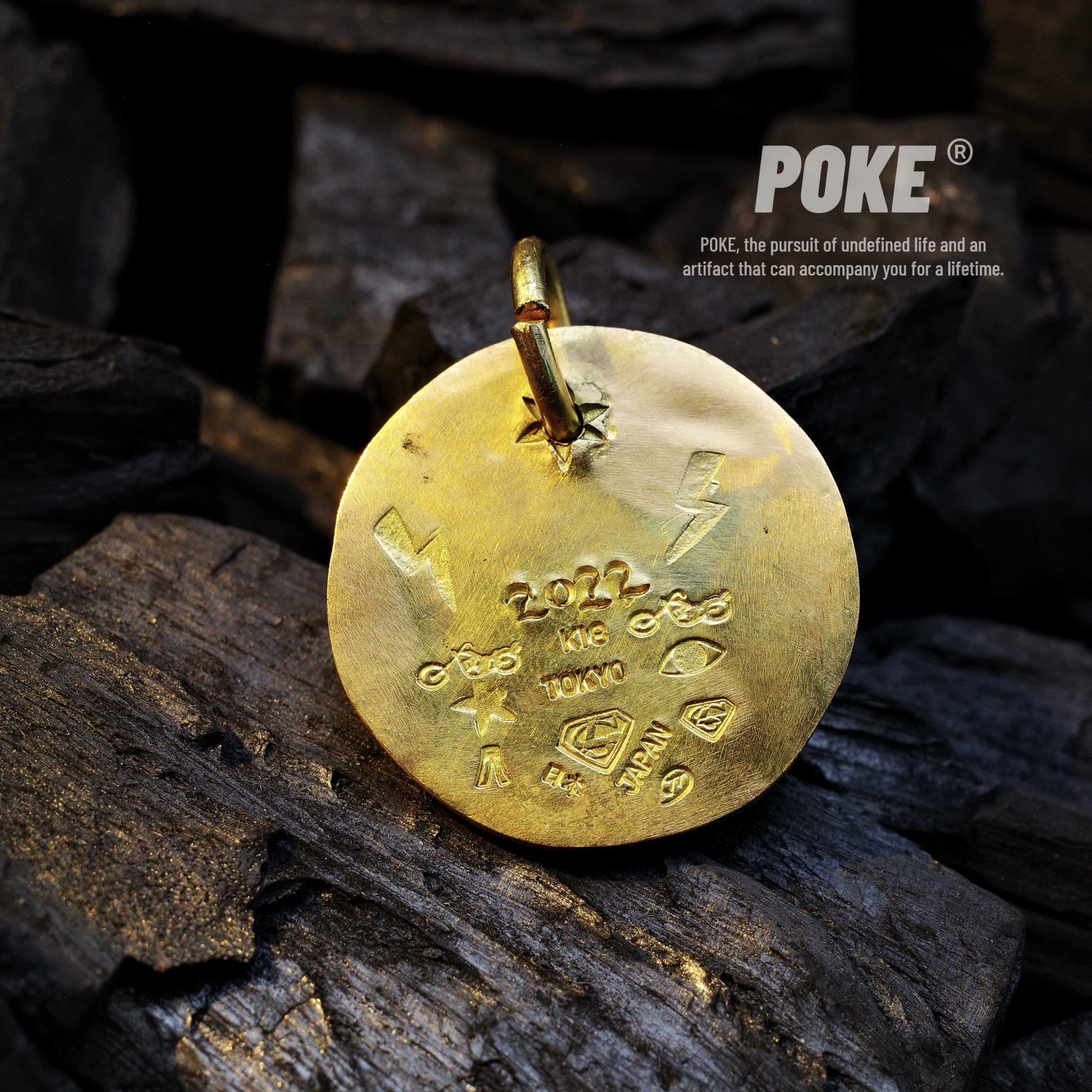 菩客刻花金项链项坠金项坠金环吊坠高山隆金饼stoplight18k项坠