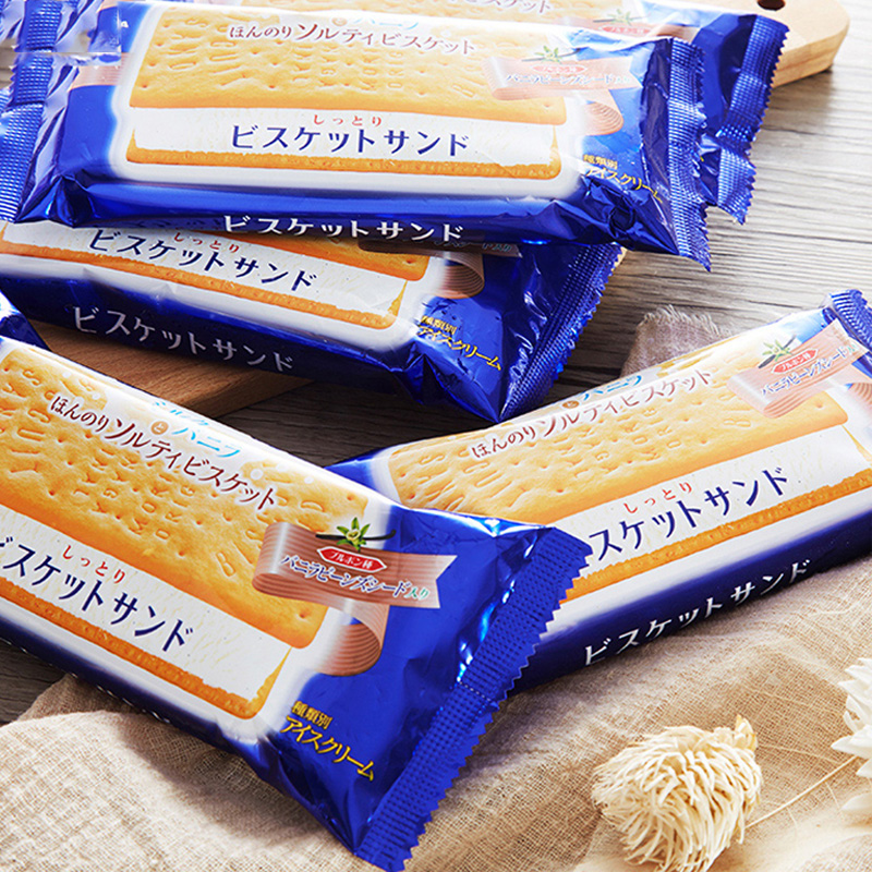 日本进口森永夹心饼干三明治香草冰淇淋9支 网红冰激凌冰激淋雪糕