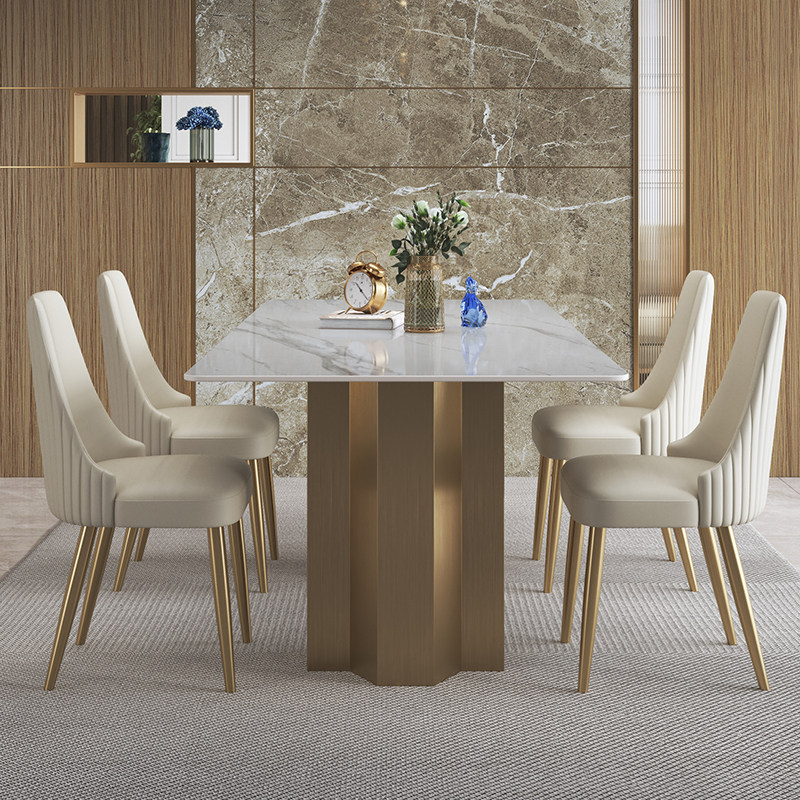 餐桌亮光岩板意式轻奢设计师高端餐厅现代简约长方形餐桌
