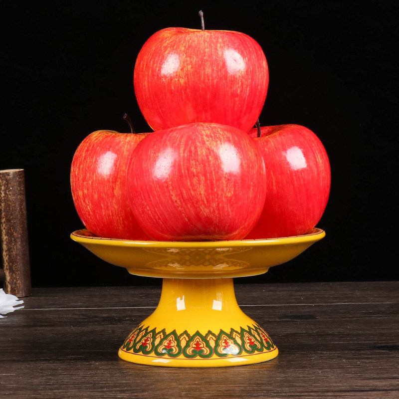 果盘佛堂供盘家用陶瓷观音财神爷仙家水果高脚果盘