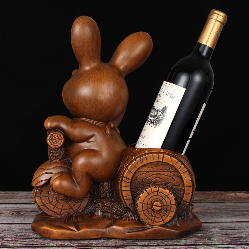 酒瓶可爱可爱兔兔子红酒摆件客厅酒柜装饰美式红酒架