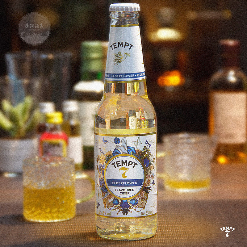 丹麦原装进口诱惑7号果味甜啤酒tempt接骨木味露酒330ml6瓶七号