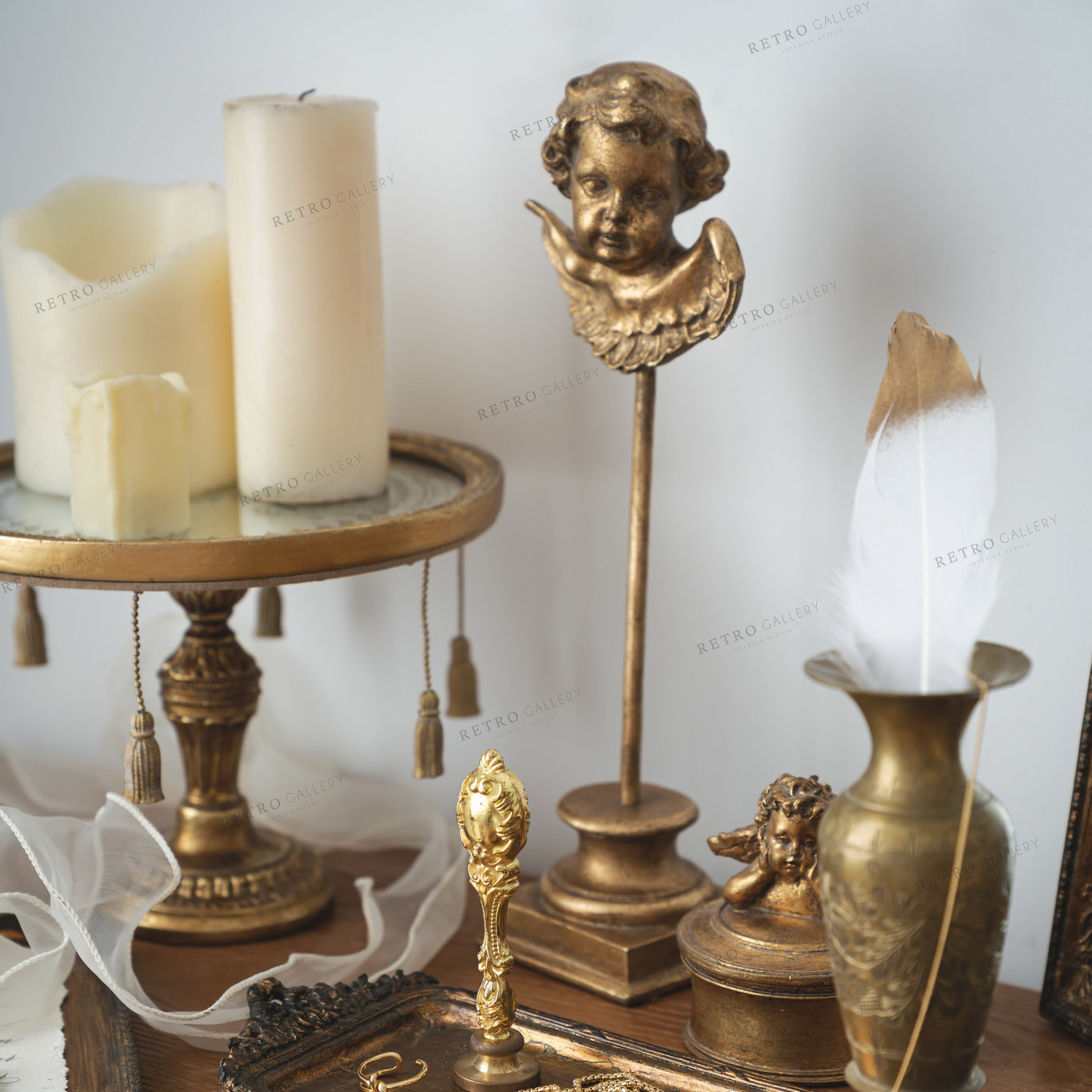 retro创意复古法式金色天使摆件轻奢文艺桌面摆件