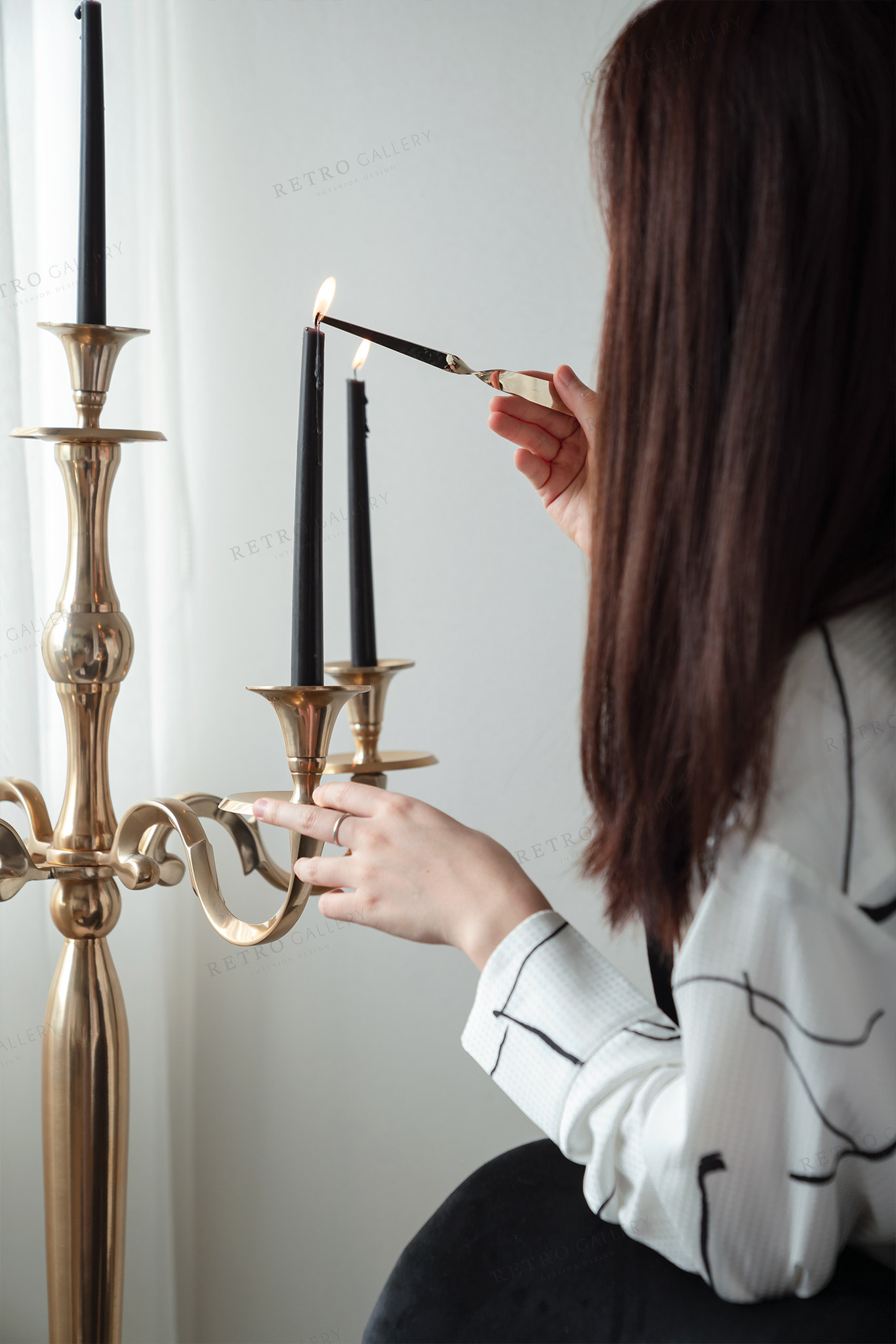 烛台retro金色长款ns花艺婚庆布景摆件落地烛台